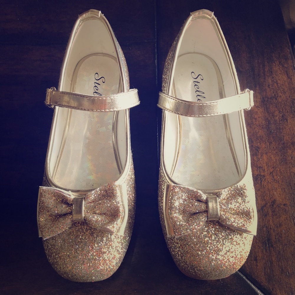 Girls Size 1 Glitter Gold Mary Jane Shoes